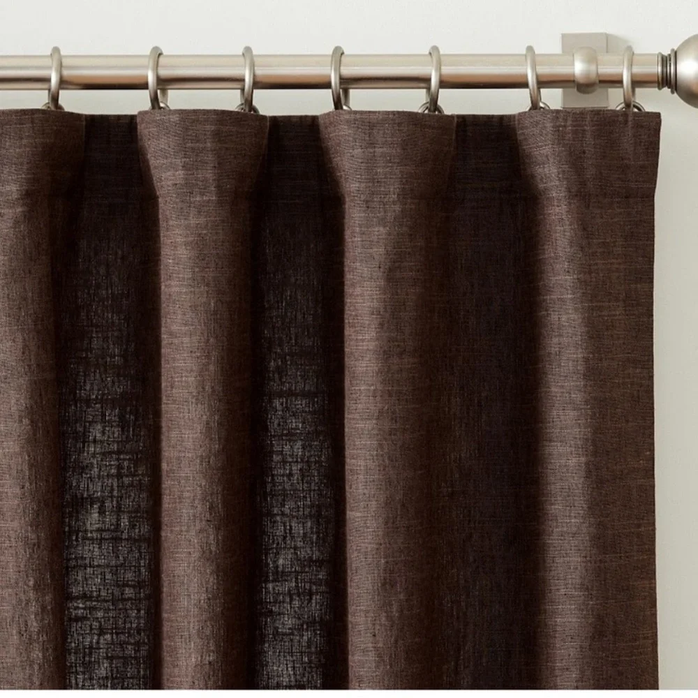Pottery Barn Emery Linen Curtain in Expresso 100x84 - Picture 5 of 10